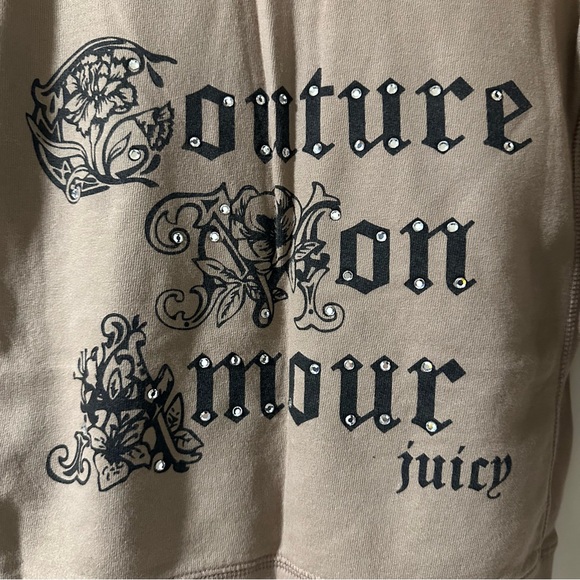 Rhinestone Embellished Juicy Couture Zip Hooded Sweatshirt - Picture 6 of 6